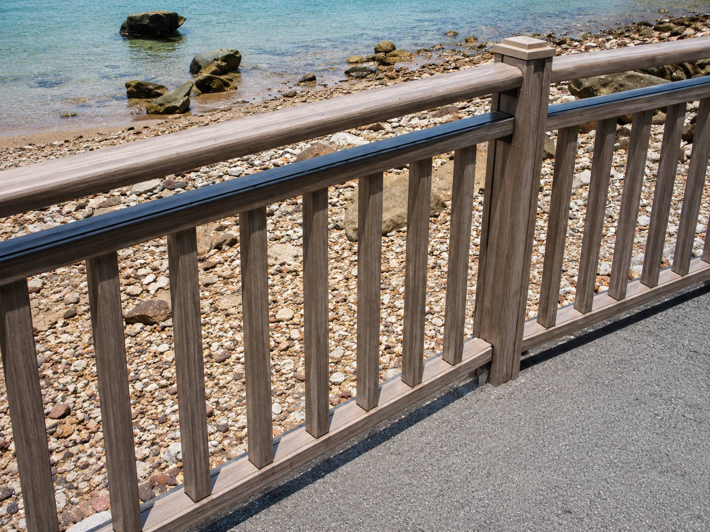 WPC railing along a waterfront walkway